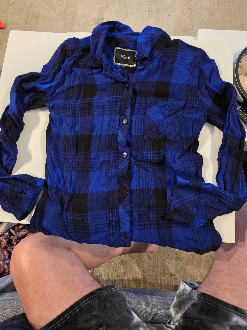 Rails Blue and Black Plaid Button-Down Shirt